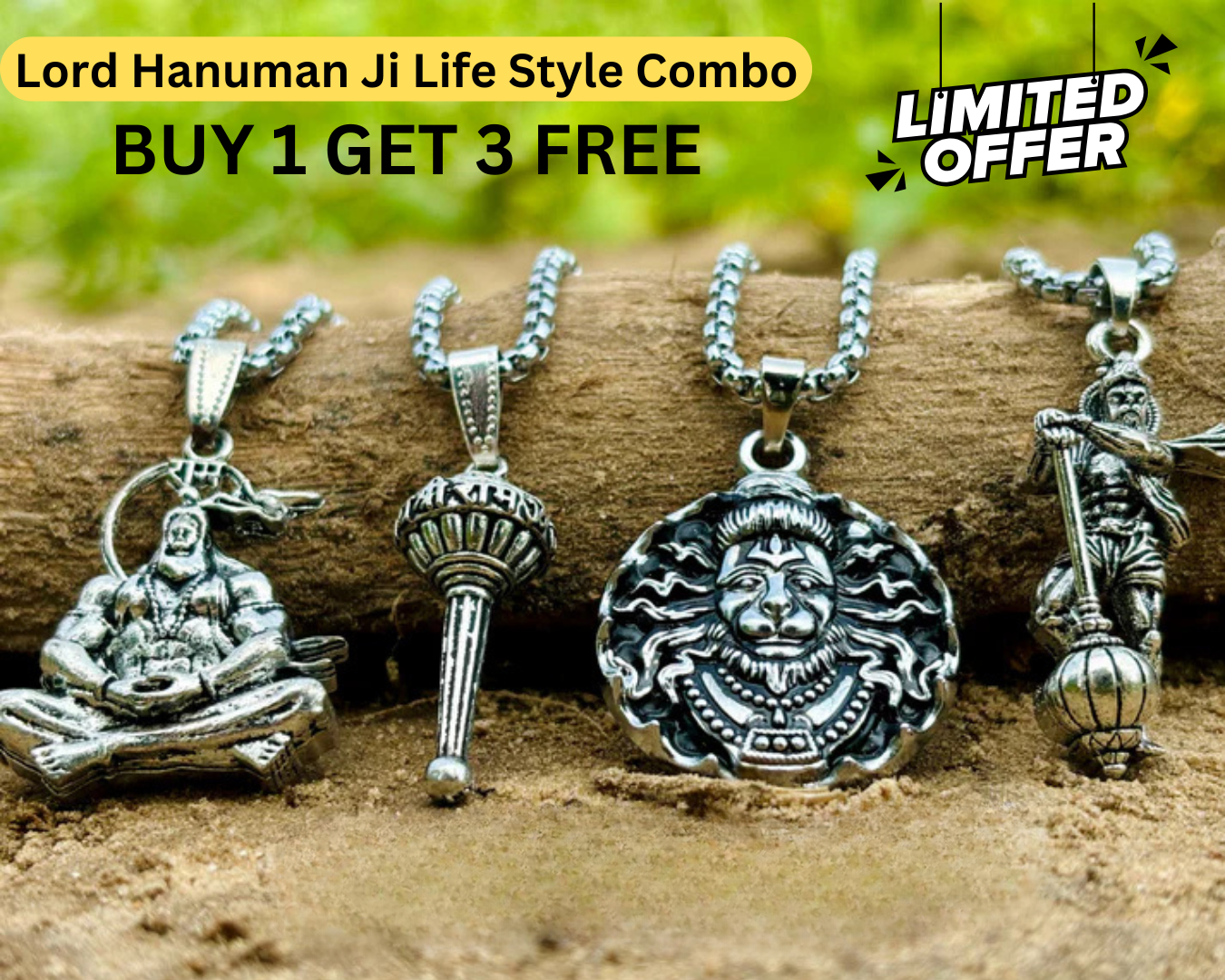 Echelon Lord Hanumanji Pendant Combo (BUY 1 GET 3 FREE)